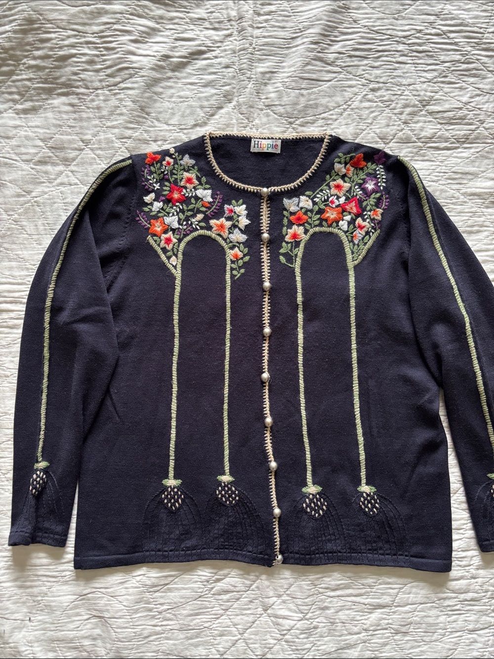 Hippie Wool Embroidered Cardigan